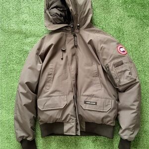 Canada Goose Grey Hooded Bomber Jacket